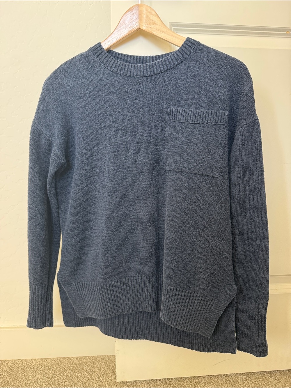 Banana Republic Slate Blue Crewneck Sweater with Front Pocket